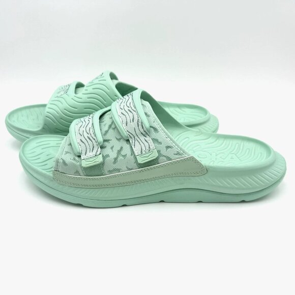 NEW Hoka One One Ora Luxe Recovery Slide Sandals Men\'s 13 Comfort Mist Green main image 7